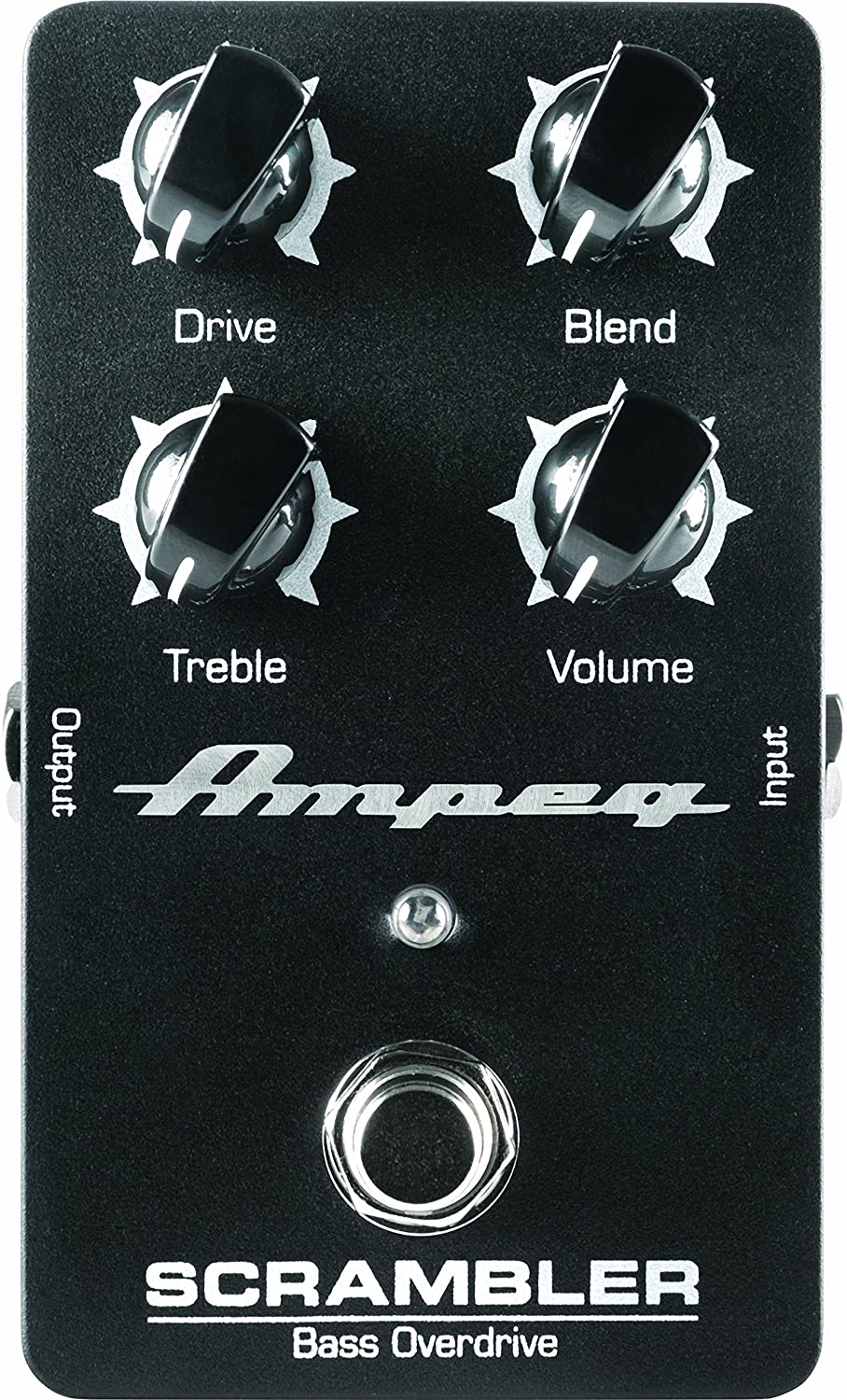 Ampeg Scrambler bass overdrive pedal — black, front view