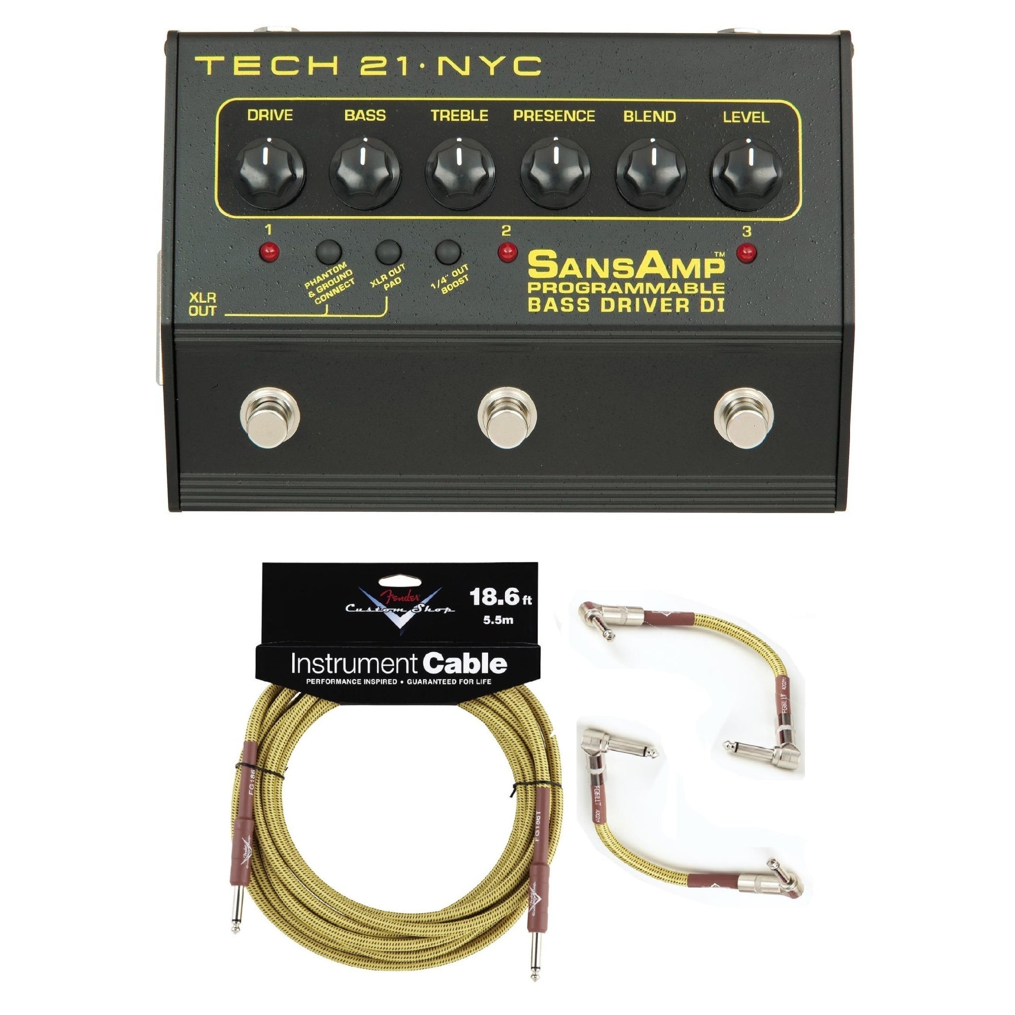 Tech 21 SansAmp Programmable Bass Driver DI bass preamp pedal — front control panel