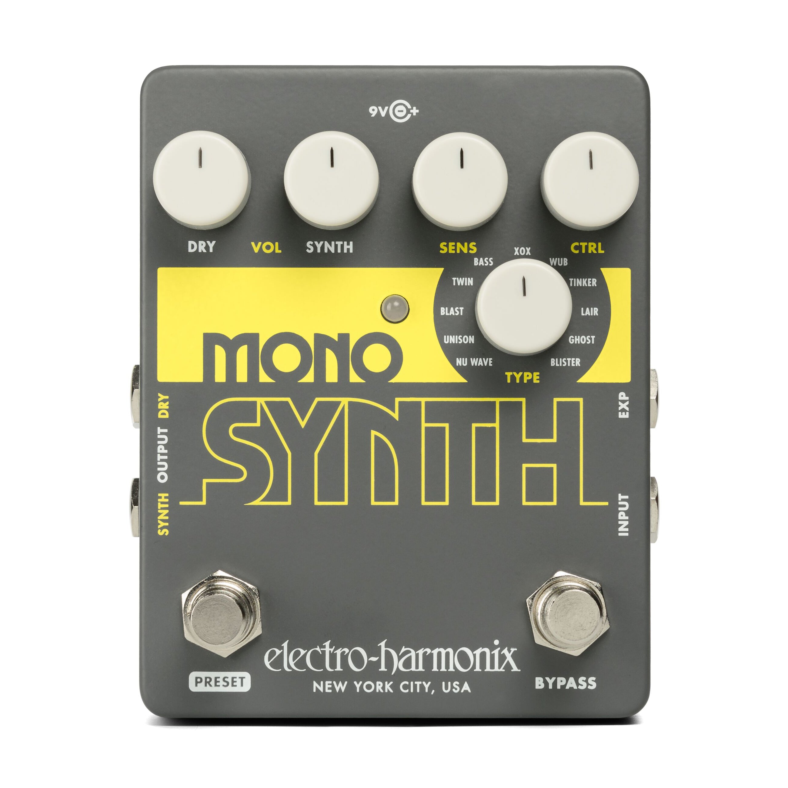 Electro-Harmonix Mono Synth guitar synthesizer pedal — top view