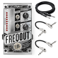 DigiTech FreqOut natural feedback creator pedal — silver enclosure, with included cables