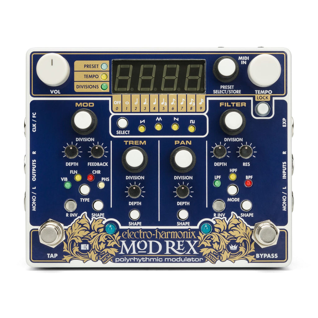 Electro-Harmonix Mod Rex polyrhythmic modulation pedal — top view