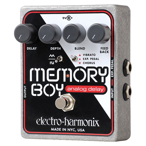 Electro-Harmonix Memory Boy Analog Delay Pedal — silver enclosure with delay, depth, blend, feedback controls