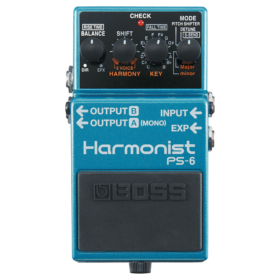 Boss PS-6 Harmonist pitch shifter pedal — blue enclosure control panel