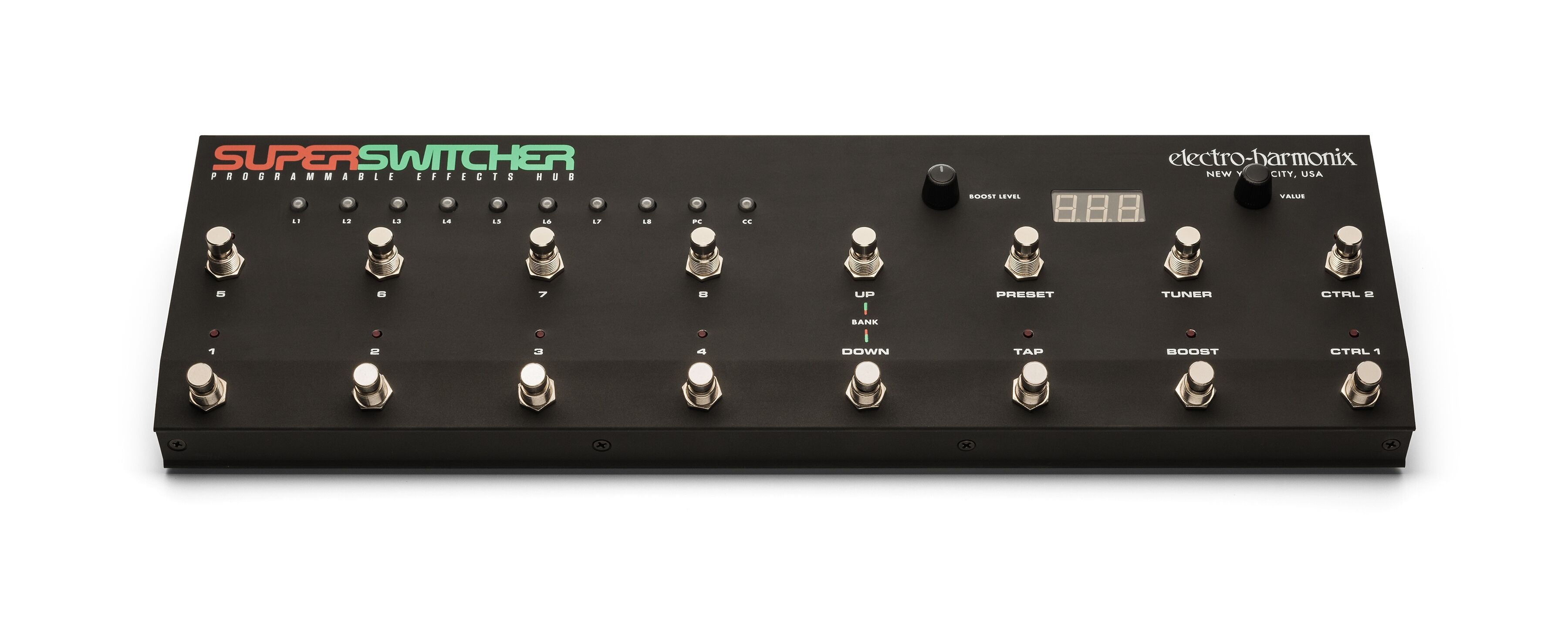 Electro-Harmonix Super Switcher effects hub — control panel detail