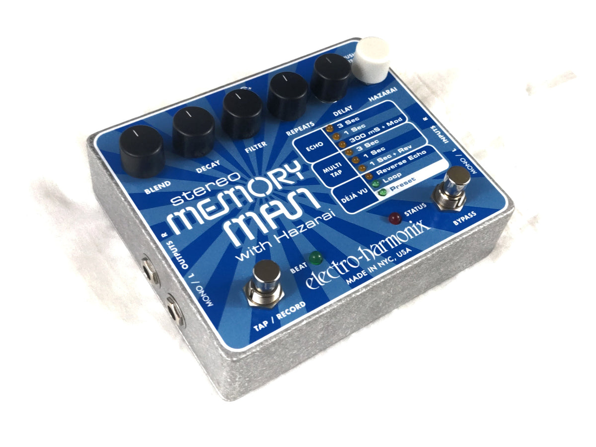 Electro-Harmonix Stereo Memory Man Hazarai pedal — angled view