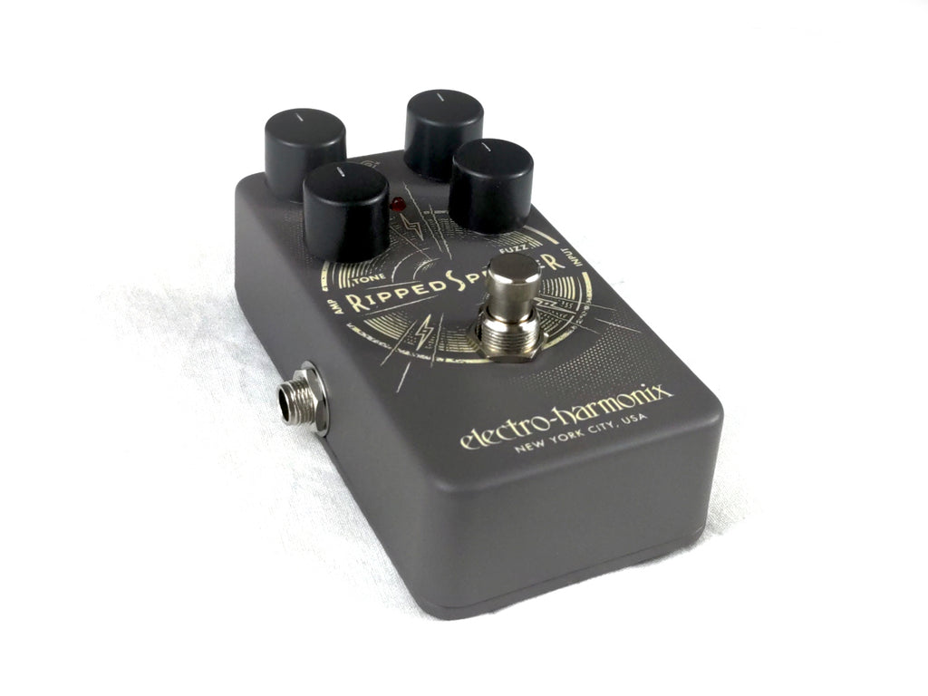 Electro-Harmonix Ripped Speaker fuzz pedal — angled view of gray enclosure