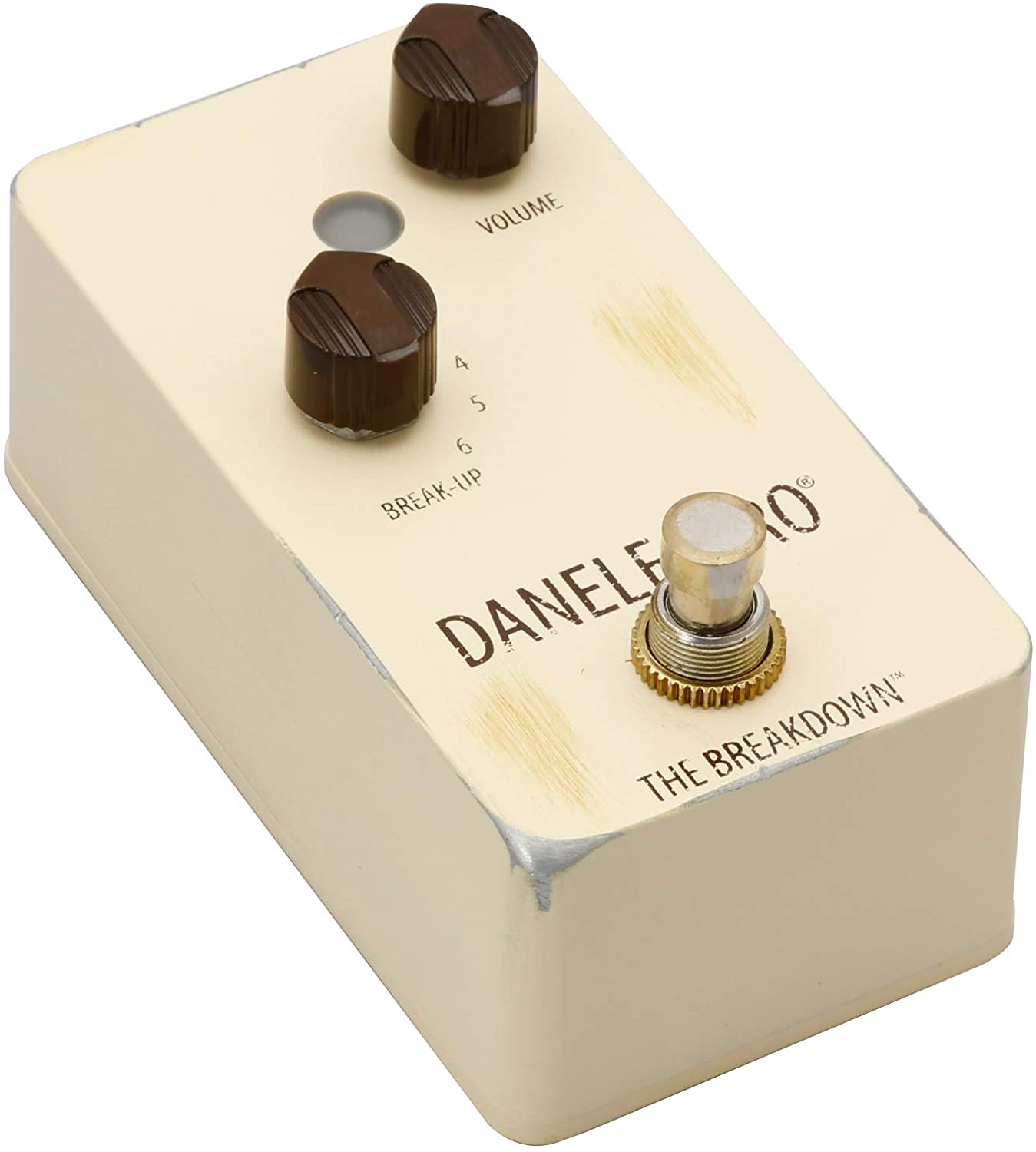 Danelectro The Breakdown Overdrive pedal - cream white enclosure angled view