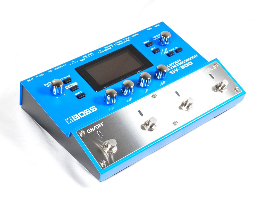 Boss SY-300 guitar synthesizer pedal — control knobs and display detail