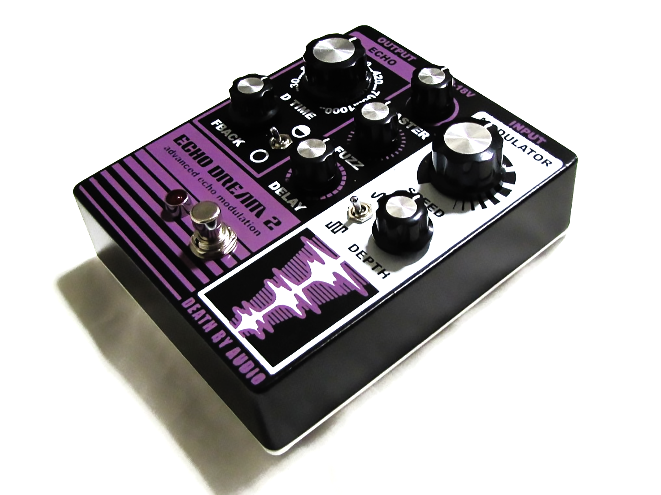 Death By Audio Echo Dream 2 modulation delay pedal — top panel detail