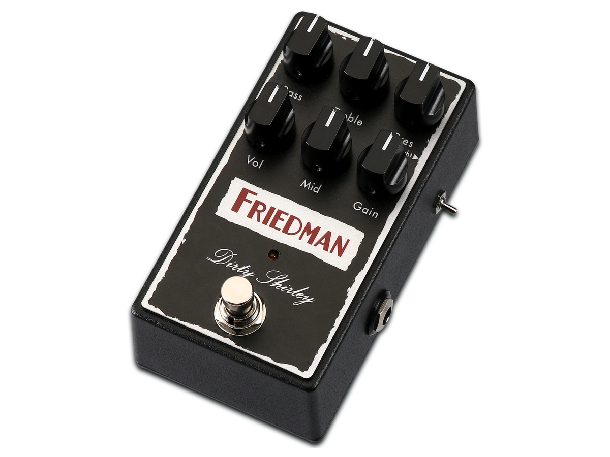 Friedman Dirty Shirley Overdrive Pedal — side view showing tight switch and input/output jacks