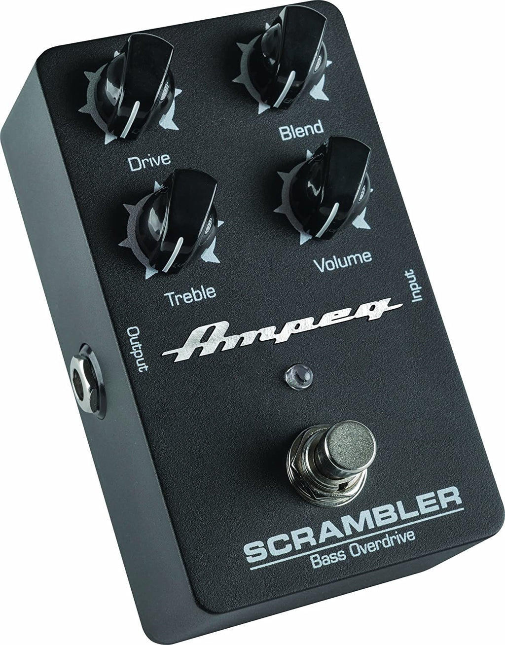 Ampeg Scrambler bass overdrive pedal — black, control knobs detail