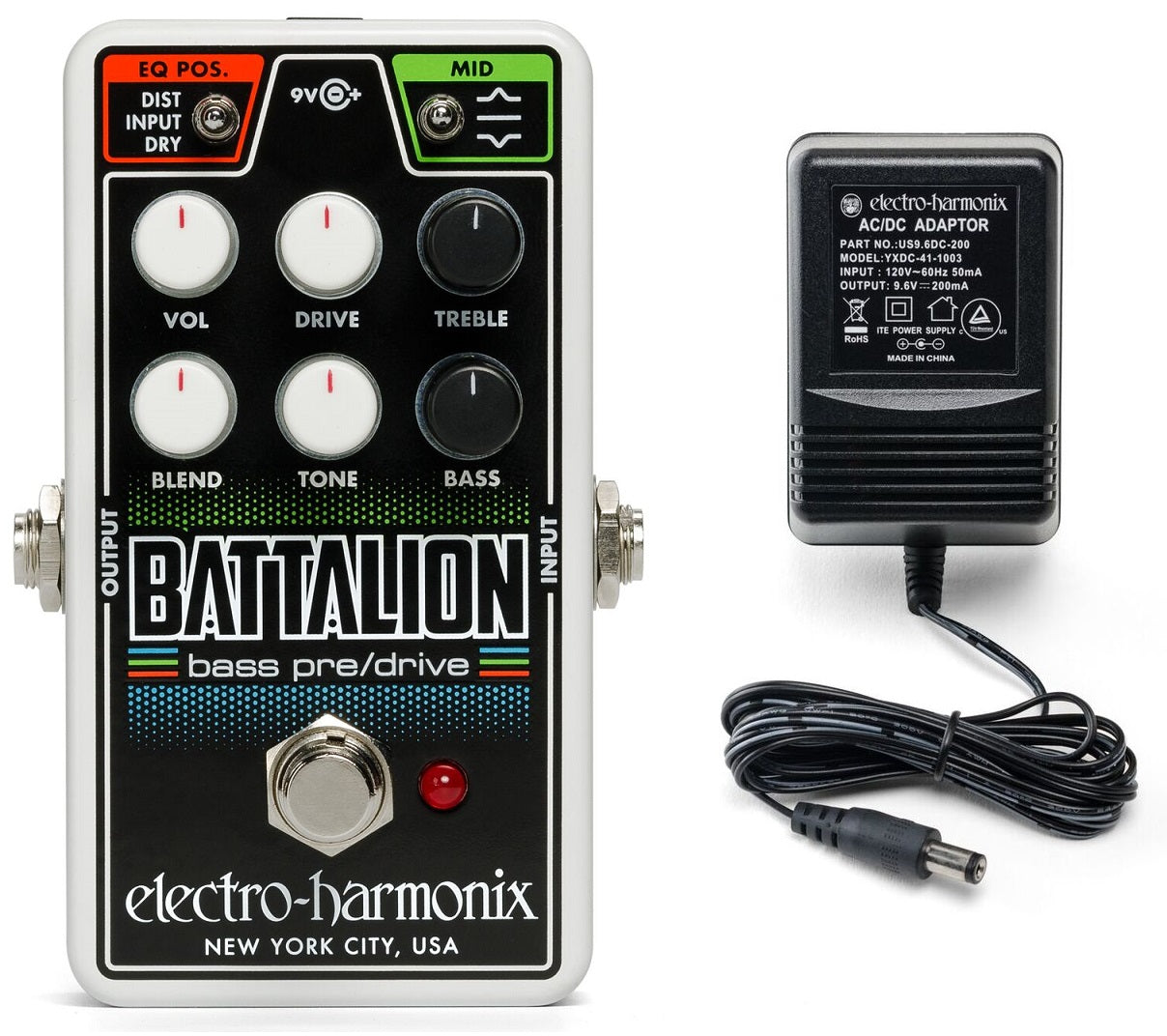 New Electro-Harmonix EHX Nano Battalion Bass Preamp DI Pedal w/ Power supply