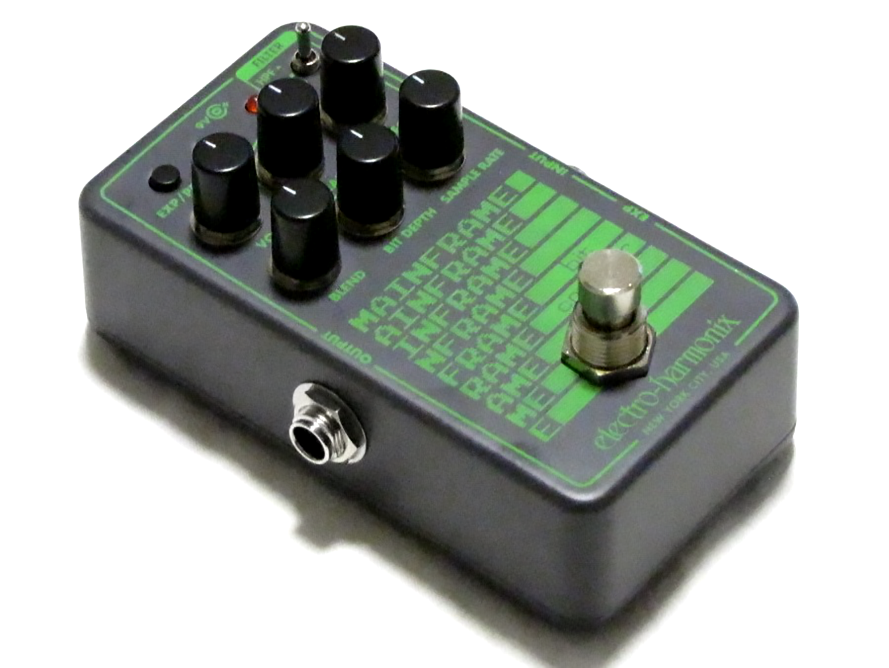 Electro-Harmonix Mainframe Bit Crusher pedal - side jacks view