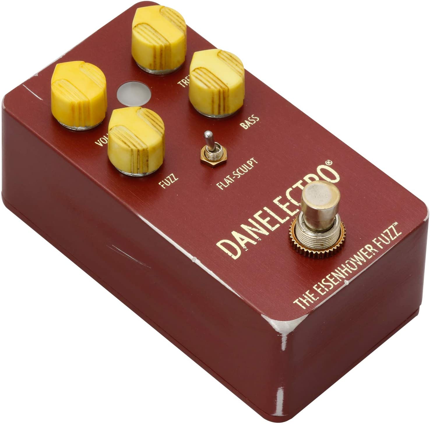 Danelectro Eisenhower Fuzz pedal - top knobs detail