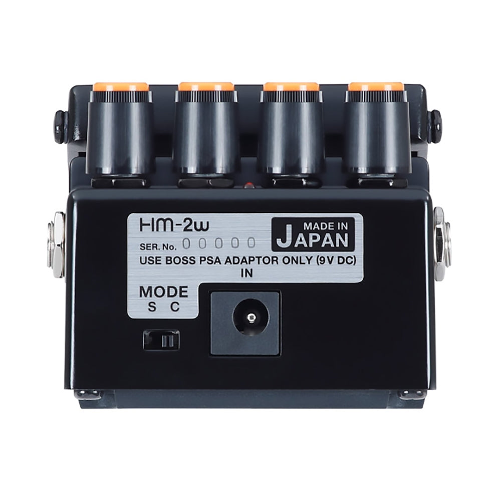 Boss HM-2W Waza Craft Heavy Metal distortion pedal — side view