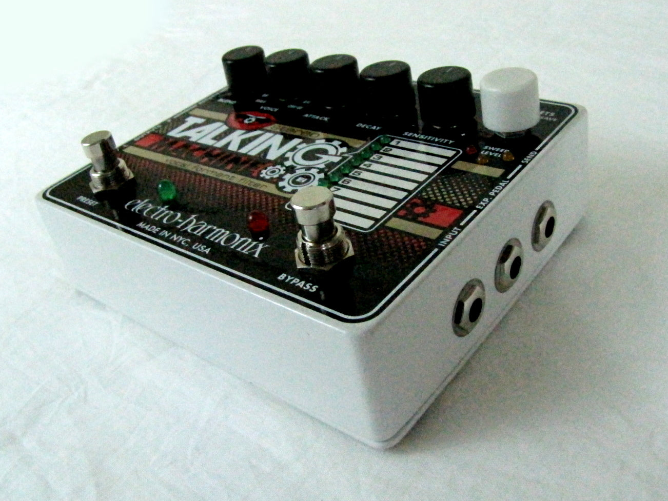 Electro-Harmonix Stereo Talking Machine pedal — close-up of voice and preset controls