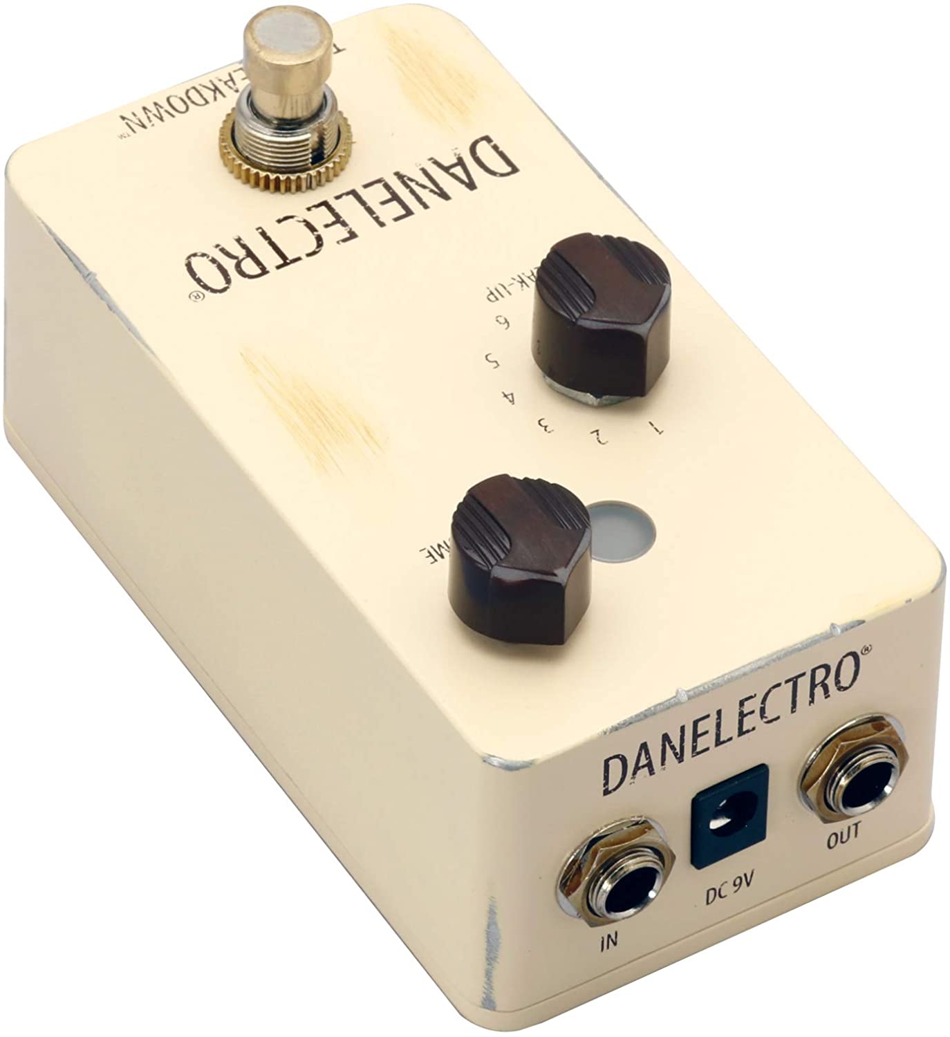 Danelectro The Breakdown Overdrive pedal - cream white enclosure side view