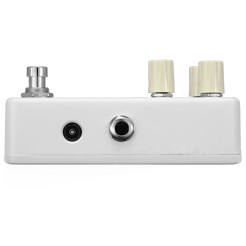 Animals Pedal Rust Rod Fuzz V2 fuzz pedal — white enclosure side jack view