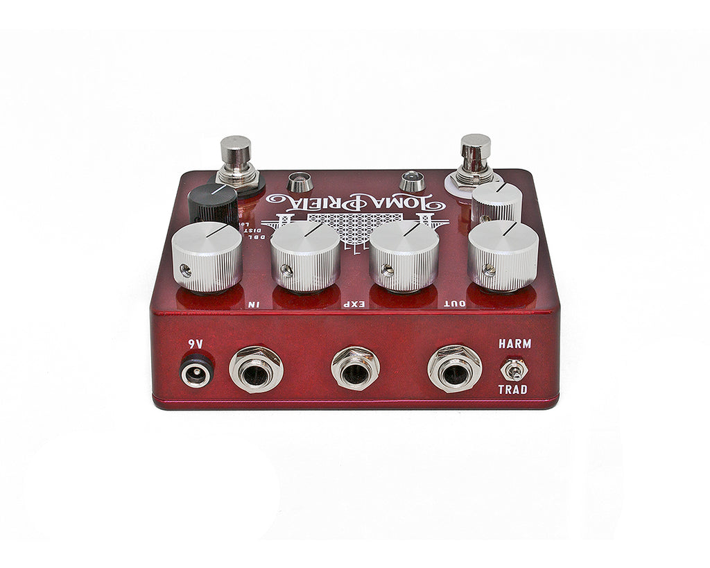 CopperSound Loma Prieta red tremolo pedal top panel view