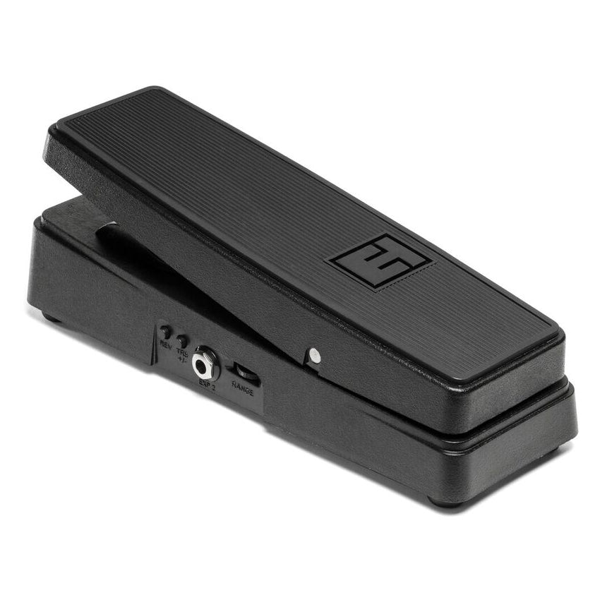 EHX Dual Expression pedal — black, rear jacks detail
