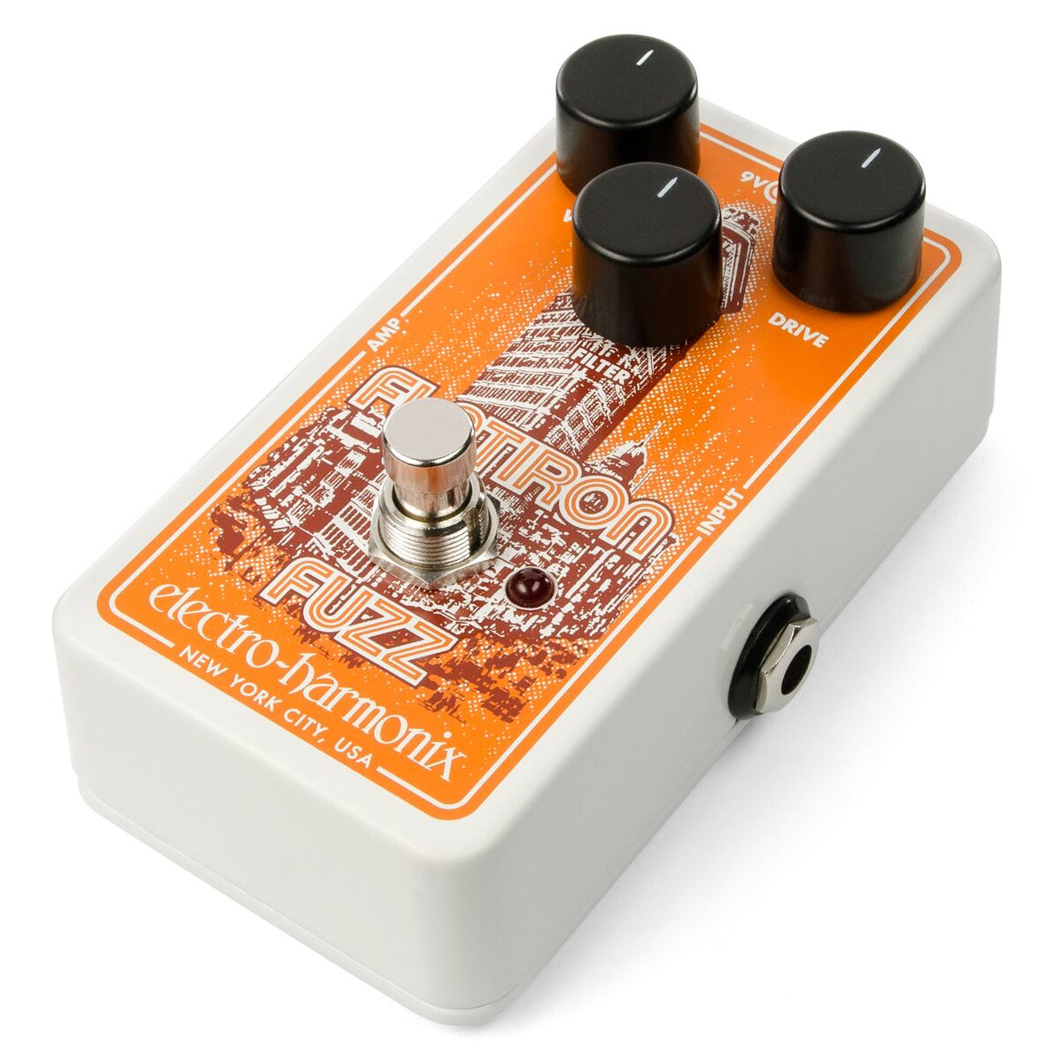 Electro-Harmonix Flatiron Fuzz pedal, opposite side view