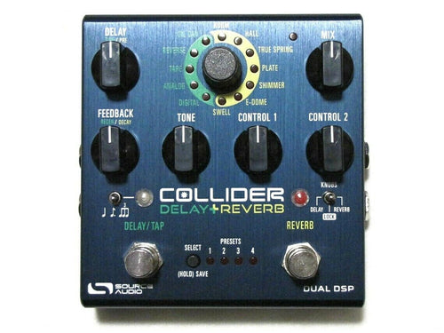 Source Audio SA263 Collider delay+reverb pedal — blue enclosure, top view