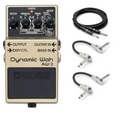 Boss AW-3 Dynamic Wah guitar pedal — cream and gray enclosure with included cables