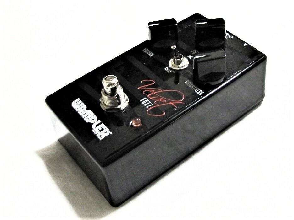 Wampler Velvet Fuzz fuzz pedal side view showing top-mounted input and output jacks