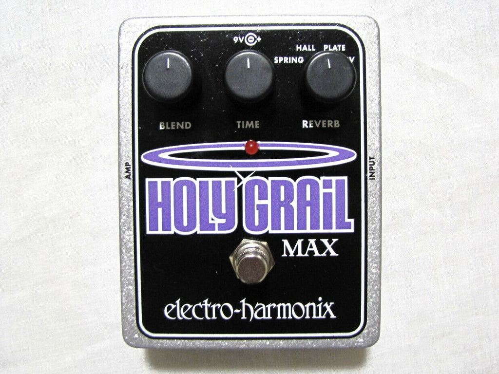 Electro-Harmonix Holy Grail Max reverb pedal — silver enclosure with black face panel