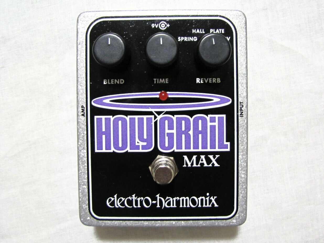 Electro-Harmonix Holy Grail Max reverb pedal — silver enclosure with black face panel