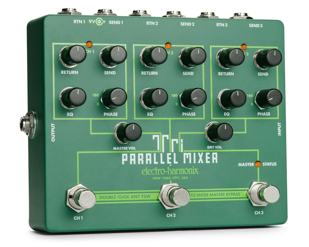 Electro-Harmonix Tri Parallel Mixer pedal, side output jacks