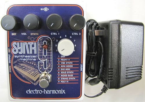 Electro-Harmonix SYNTH9 Synthesizer Machine guitar pedal - blue enclosure with included power supply