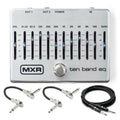 MXR M108S Ten Band EQ pedal in silver with included patch and guitar cables