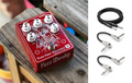 Frost Giant Electronics Surya fuzz pedal - red enclosure with bundled Hosa guitar and patch cables