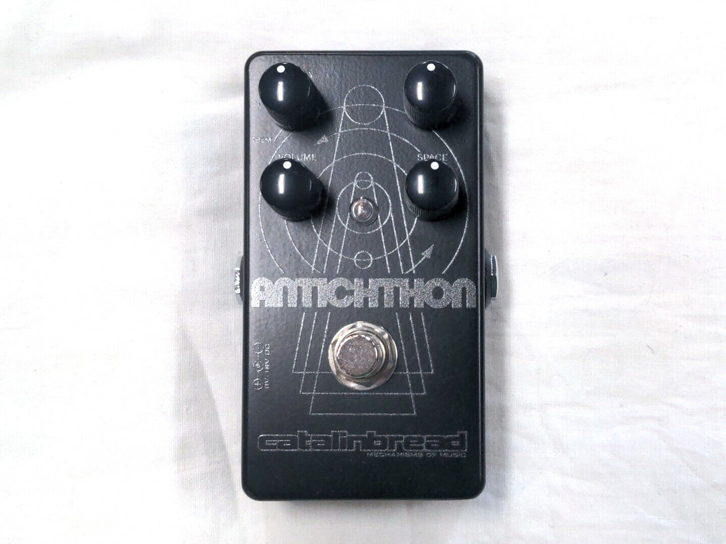 Used Catalinbread Antichthon Fuzz Tremolo Guitar Effects Pedal - Black enclosure front view