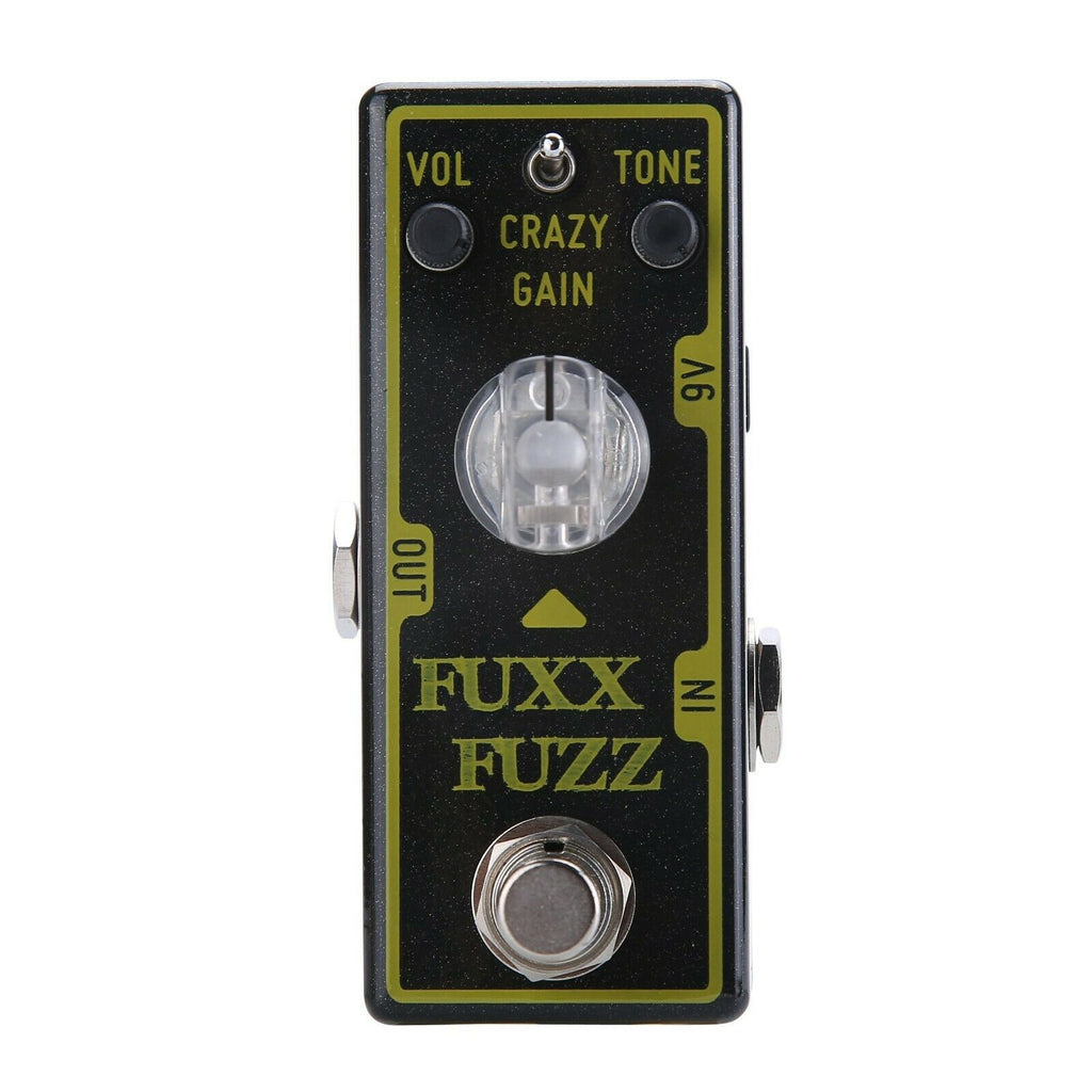 New Tone City T10 Fuxx Fuzz black mini guitar pedal with Vol, Tone, Gain and Crazy mode switch