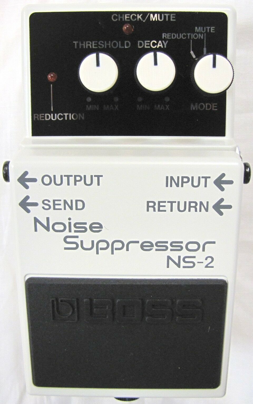 Boss NS-2 Noise Suppressor pedal - white enclosure top view
