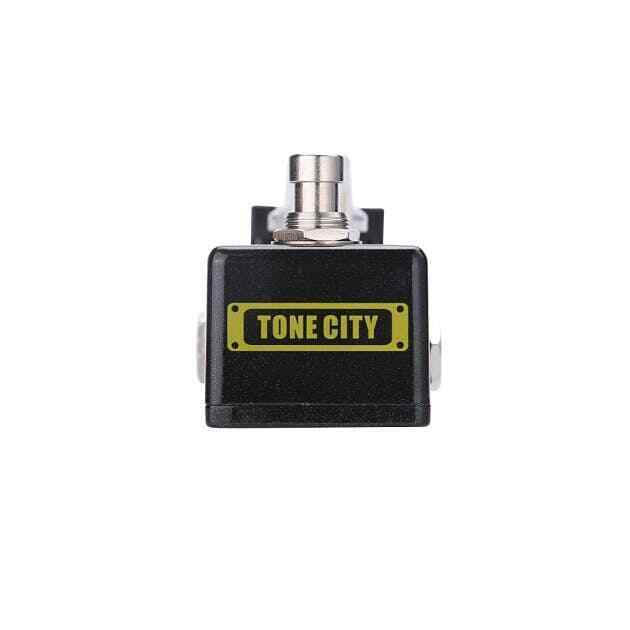 Tone City Fuxx Fuzz mini pedal angled view showing compact micro enclosure