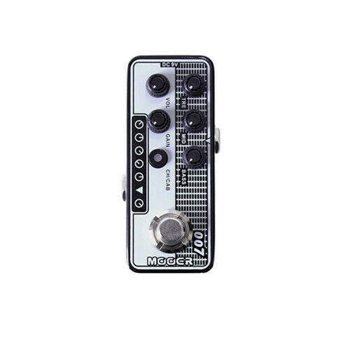 Mooer Regal Tone 007 micro preamp pedal — silver and black enclosure, front view with EQ and gain knobs
