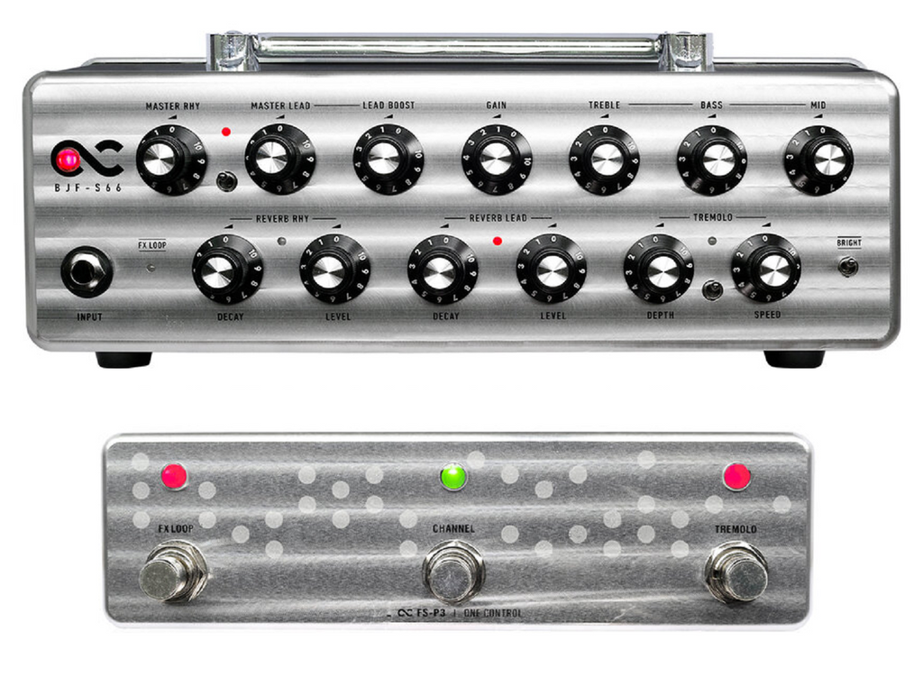One Control BJF-S66 100W amp head — silver chassis with FS-P3 footswitch