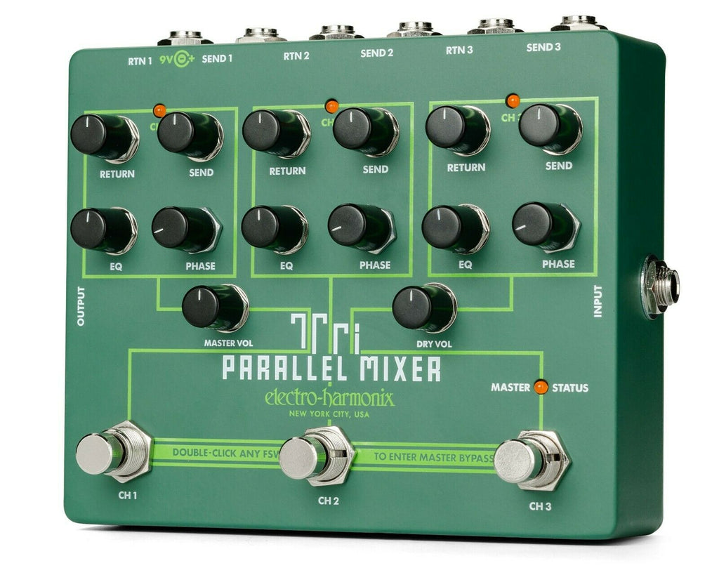 Electro-Harmonix Tri Parallel Mixer pedal, full product view
