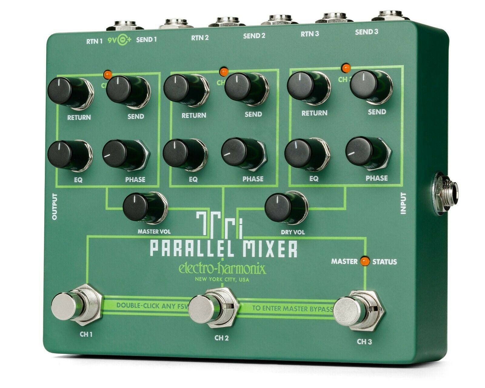 Electro-Harmonix Tri Parallel Mixer pedal, full product view