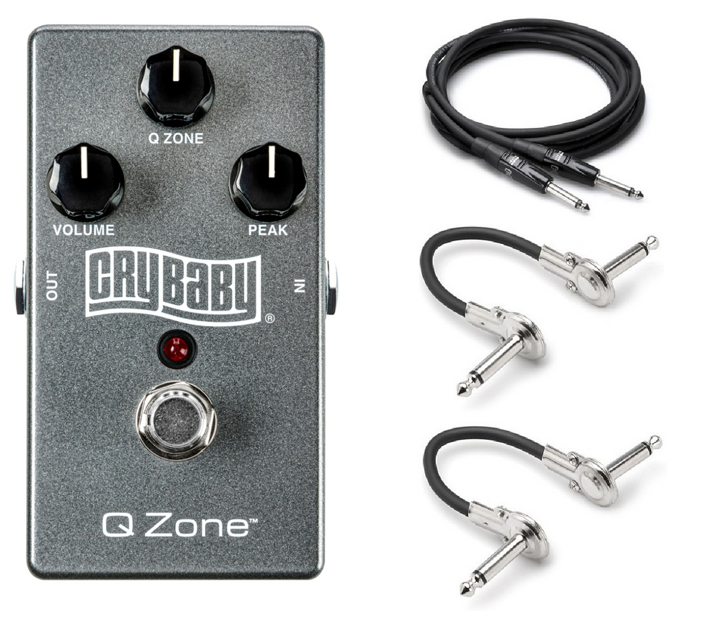 MXR QZ1 Cry Baby Q-Zone gray fixed wah pedal with included Hosa patch and guitar cables