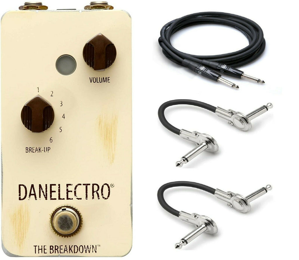 Danelectro The Breakdown Overdrive pedal - cream white enclosure with bundled cables