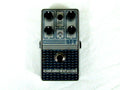 Catalinbread SFT Ampeg overdrive pedal - silver enclosure with blue amp grille graphic, top view