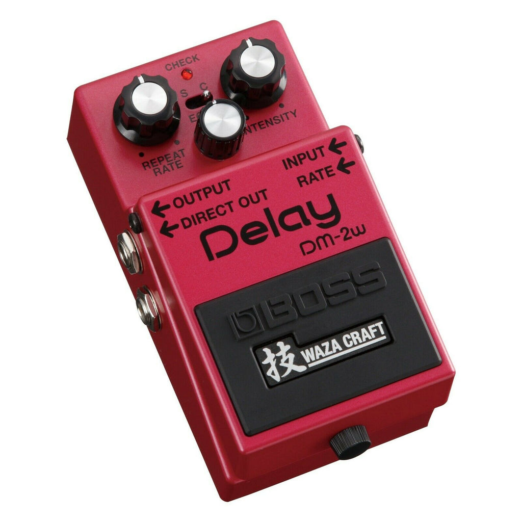 Boss DM-2W Waza Craft delay pedal — angled side view