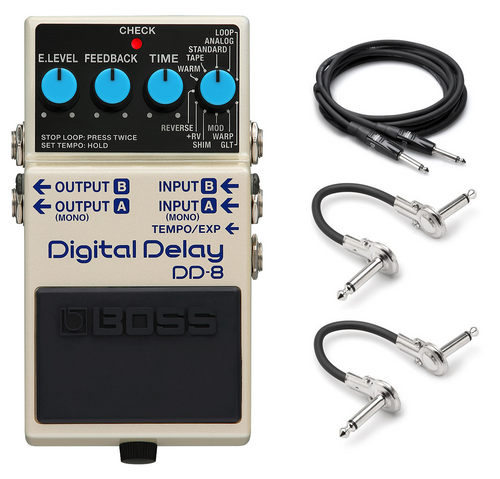 New Boss DD-8 Digital Delay guitar effects pedal, white, front view