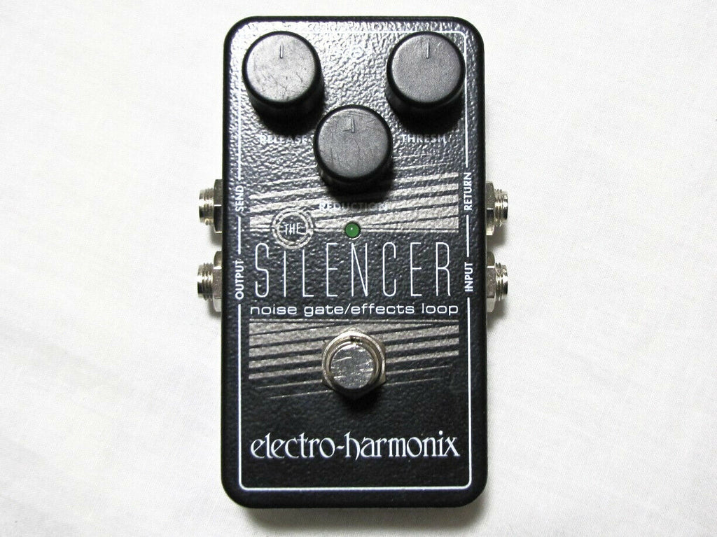 Electro-Harmonix Silencer noise gate pedal top view of controls