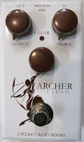 J Rockett Archer Clean overdrive boost pedal — white enclosure, top view