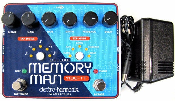 Used Electro-Harmonix Deluxe Memory Man 1100TT Tap Tempo 1100 ms Delay Pedal